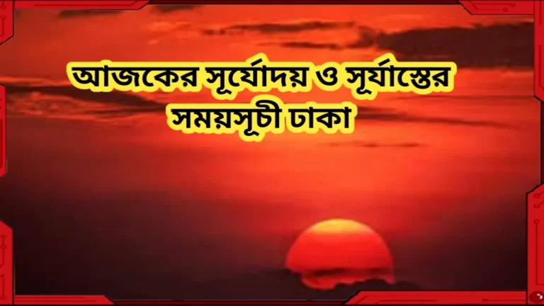 আজকের সূর্যোদয় ও সূর্যাস্তের সময়সূচী ঢাকা